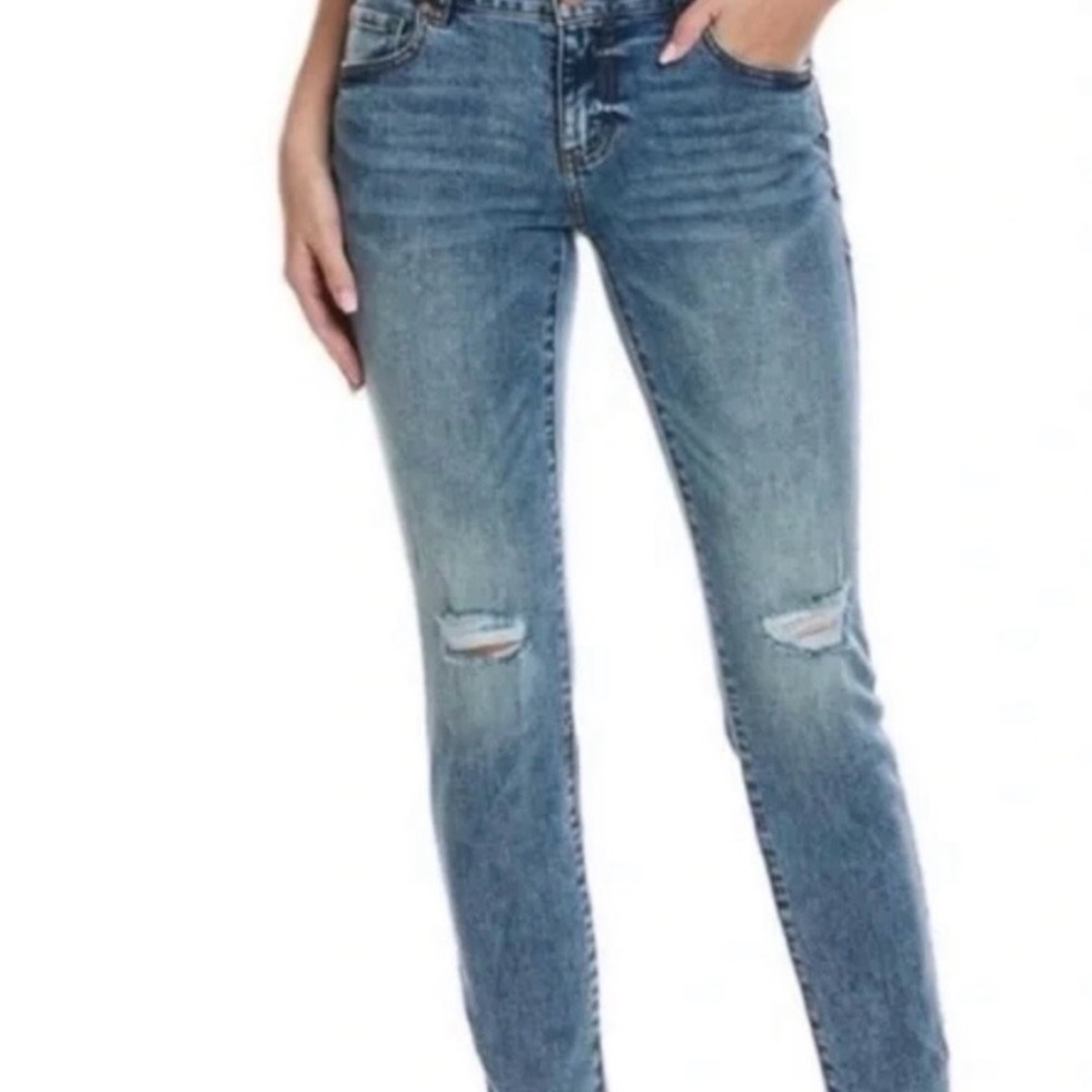 CAbi Light Blue Distressed Skinny Jeans